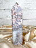 Flower Agate with Quartz Tower
